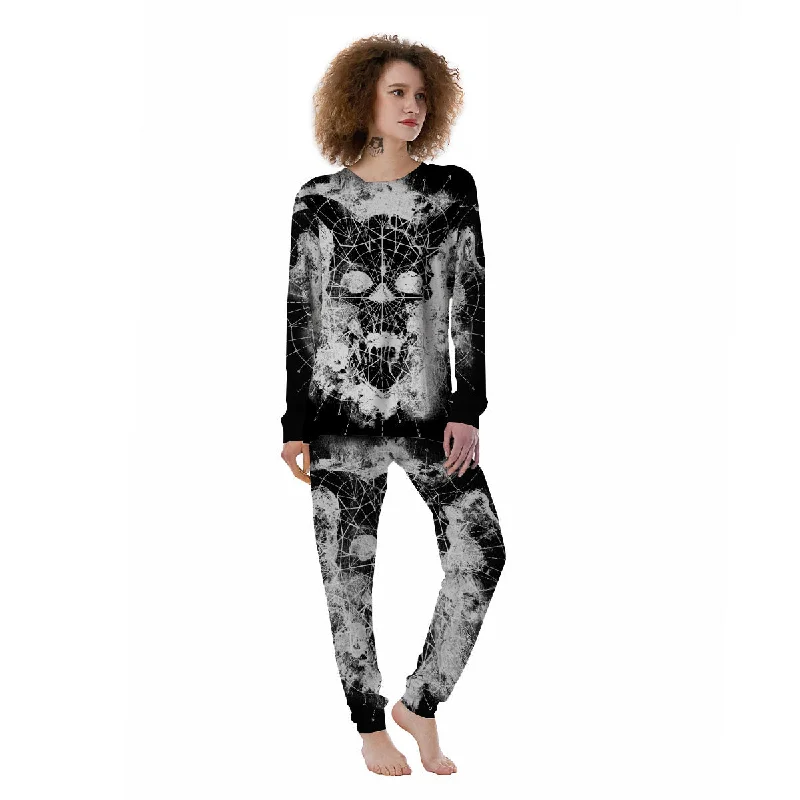 Demon Wicca White And Black Print Women's Pajamas Two-piece pajama sets