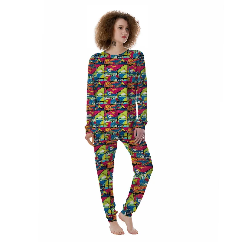 Dinosaurs Comic Print Pattern Women's Pajamas Men's pajama sets