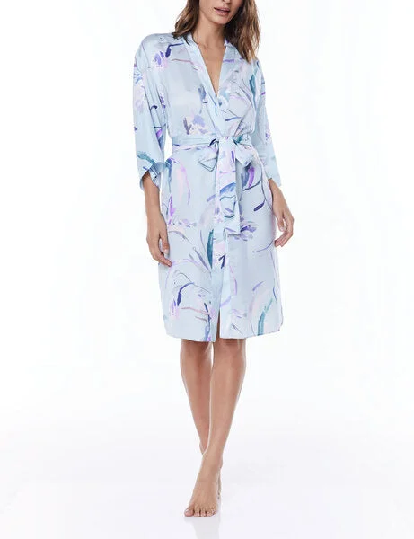 Gingerlily Sahara Satin Robe Blue Designer pajama sets