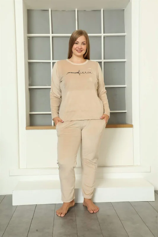 Large Size Women Velvet Pajamas Set 9073 Personalized pajama sets