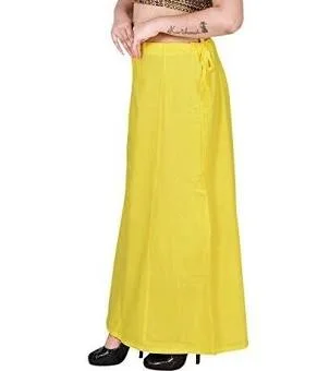 Alluring Yellow Women's Pure Cotton Readymade Petticoat For Saree Trendy unclassified skirts