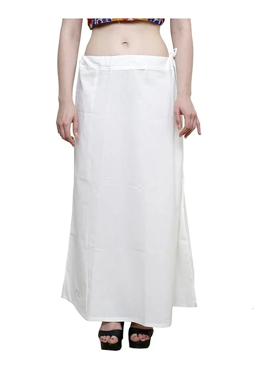 Appealing Women's White Pure Cotton Readymade Petticoat For Saree Office unclassified skirts