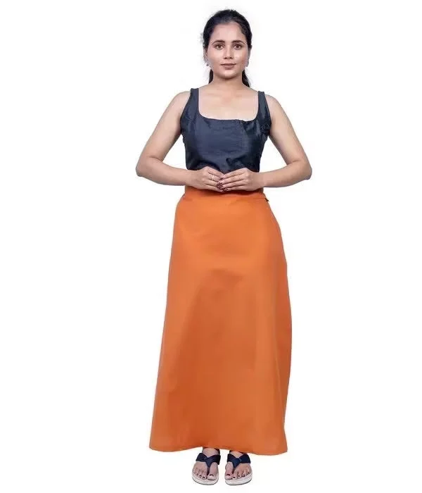 Attractive Orange Color Readymade Cotton Women's Petticoat For Saree Neutral tone unclassified skirts