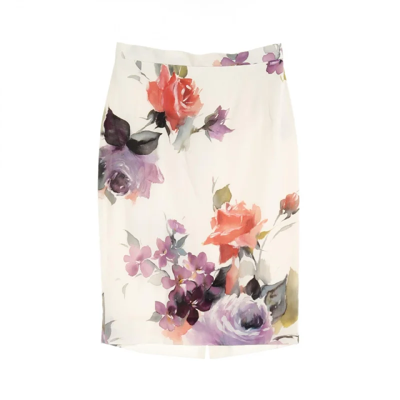 Dolce & Gabbana Silk Skirt Ivory Multi-Color Leather unclassified skirts