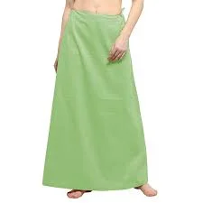 Appealing Light Green Women's Pure Cotton Readymade Petticoat For Saree Anniversary unclassified skirts