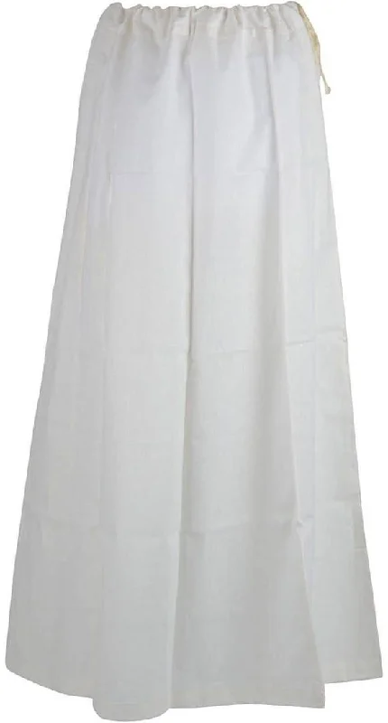 Beautiful Women's White Pure Cotton Readymade Petticoat For Saree Bright color unclassified skirts