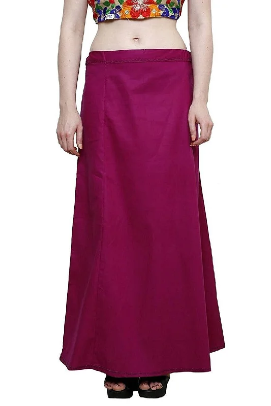 Pleasing Women's Dark Pinkish Maroon Pure Cotton Readymade Petticoat For Saree Low-rise unclassified skirts